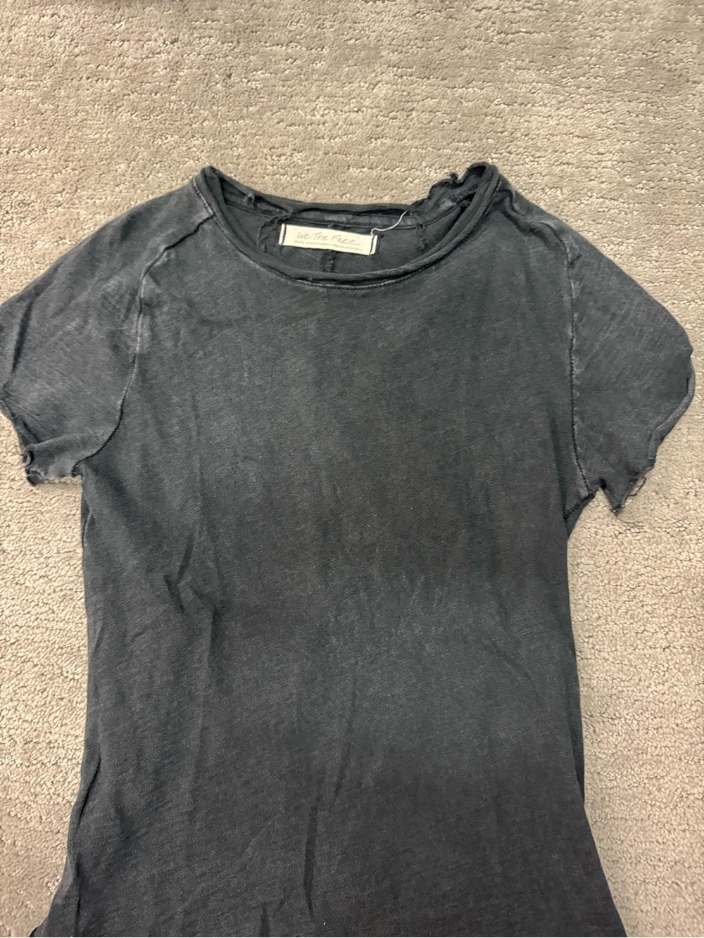 We The Free Charcoal Black Distressed Short Sleeve Tee